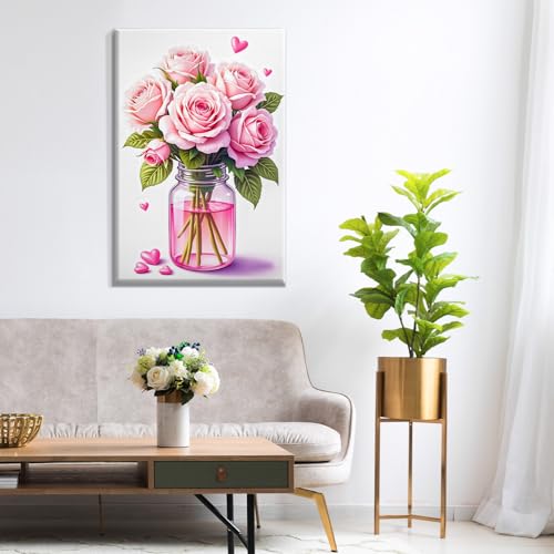 ATDMS Paint by Numbers Kit for Adults with Frame Flowers Paint by Number with Easel Floral Adult Paint by Number Kits Framed Canvas DIY Acrylic Oil Painting Kits for Home Wall Decor 8x12 Inch - color: Flowers 264