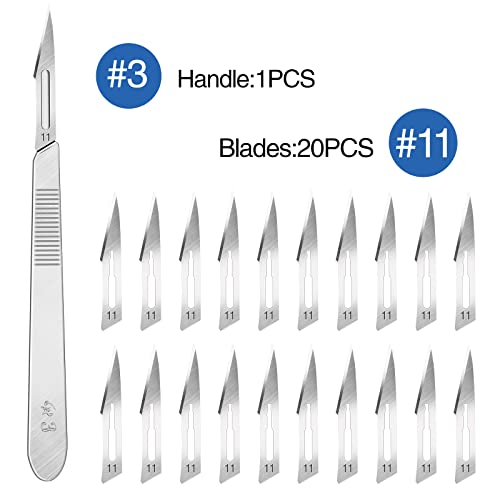 YixangDD 21PCS 20 Scalpel Blades with #11 Scalpels Surgical Sterile Blades - color: 21 Pcs Handle and Blades #11