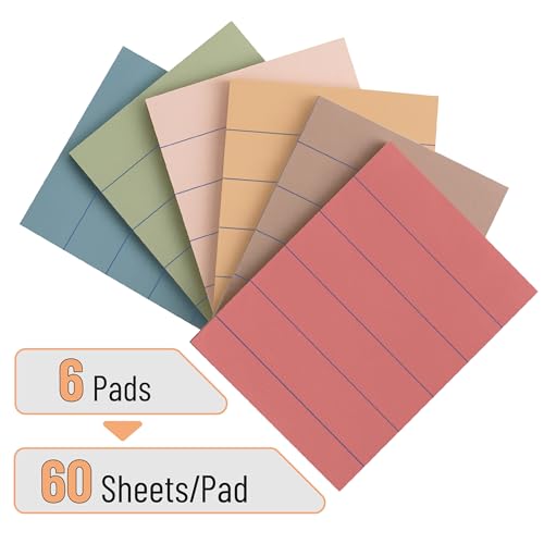 Mr. Pen- Small Lined Sticky Notes, 1.5" x 2", 6 Pads, 60 Sheets/Pad | Vintage Color, Small Sticky Notes with Lines, Ruled Post Stickies, Memo Pads, Self-Stick Note Pad for Office, School, Home - color: Vintage, size: 1.5 x 2 inches, 6 Pads