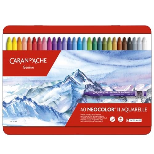 Caran d'Ache Classic Neocolor II AQUARELLE Water-Soluble Pastels, 40 Colors - style: 40 Colors