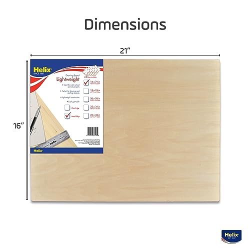 Helix - Wooden Drawing Board - Metal Edge - 16 x 21 inch | Lightweight for Sketching Outdoors - Ensures Accuracy and Stability - Portable Drafting Surface - Versatile for Artists - size: 16” x 21”, style: Metal Edge