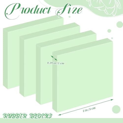 Frienda 24 Pcs 2" x 2" Rubber Carving Blocks Linoleum Blocks for Printmaking, Stamp Making, DIY Crafting, Scrapbook, Painting, Soft and Easy to Carve (Mint Green) - color: Mint Green
