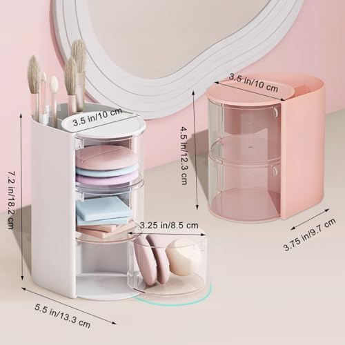 Hair Accessory Organizer & hair brush organizer 2-Layer Clear Hair Accessories Organizer Rotatable Small Jewelry Box for Clip Earring Necklaces The Latest Gift for A Girl Hair Accessories Organizer - color: Pink