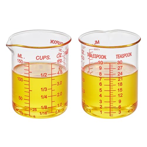 High Borosilicate Glass Measuring Cup-V-Shaped Spout,Glass Measuring Beaker for Kitchen or Restaurant, Easy to Read, 150 ML (5 Oz)-Single - size: 150 ML (5 Oz)-SINGLE