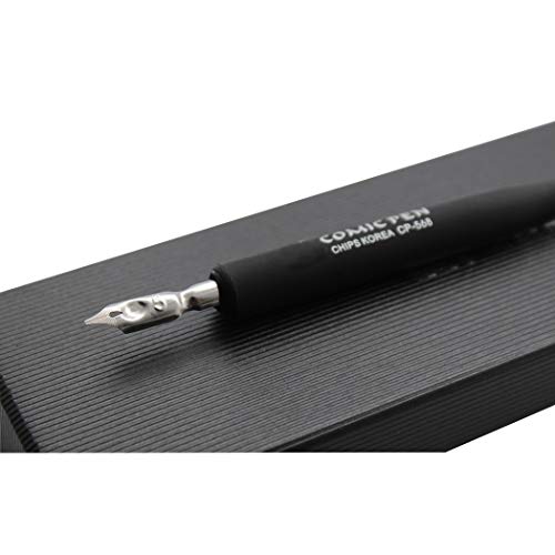 Plastic Professional Manga Gothic Pen Dip Pen Set with 5 Nibs Manga Calligraphy Drawing Pen Kit - 5 Pcs, Black - color: Black