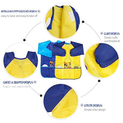 CUBACO Kids Painting Apron, 2pcs Waterproof Art Smocks For Child 3-8 Years, Kids Smocks for Painting Aprons with Long Sleeve - color: 4pcs Set