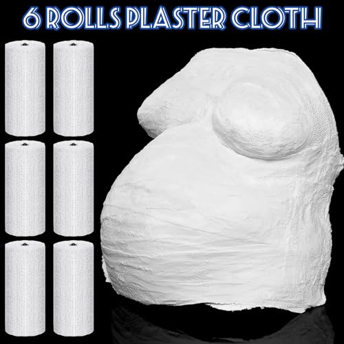 Heentan 6 Rolls Plaster Bandages Strips for Belly Cast Art,4 X 180 Inches | Fast Setting Plaster Gauze for Mask Making, Sculpture Molds, DIY Crafts, Pregnancy Belly Casting, Scenery Art Projects - size: 4 x 180 Inch