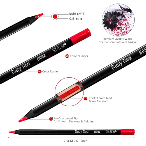 H & B 72-Color Oil-Based Colored Pencils Set with Tin Case – Triangular Grip, Vibrant Soft Core, Black Paper Swatch Sheet & Mandala Stencils for Adults, Beginners & Artists - style: 72Count (Pack of 1)