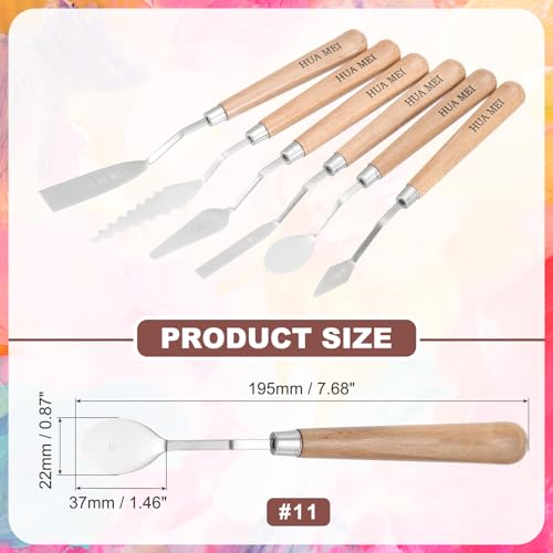 MECCANIXITY HM#11 Palette Knives 22mm Width Stainless Steel Spatula Painting Pallet Knife with Wood Handle for Oil Painting Acrylic Canvas Mixing Spreading - style: HM#11 + 22mm