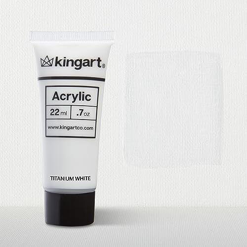 KINGART PRO Artist Quality TITANIUM WHITE Acrylic Paint, 22ml (0.74oz) Tubes, 3 Pack - Set (66ml Total), Titanium White