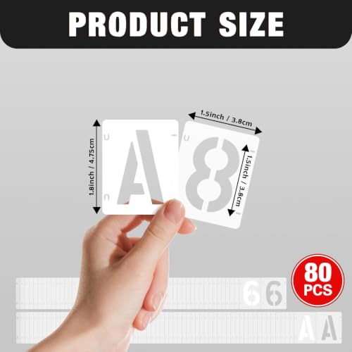 Alphabet Symbol Stencils Set, 80 Pcs Reusable Painting Stencils with Interlocking Letters, Suitable for Wall Art, Rock Painting, Fabric DIY, Party Banner and Custom Sign Making - size: 1.5IN