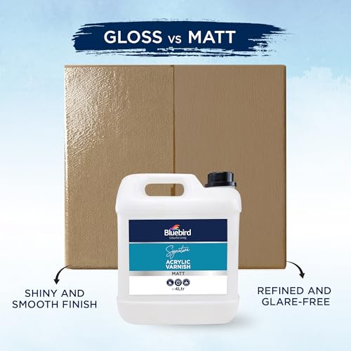 Bluebird Signature Acrylic Varnish for Painting, Non-Yellowing, Non-Toxic, Anti-Crazing, Matte Varnish for Pro Artists, Hobby Painters & Kids (Matt, 135.2 Fl Oz) - color: Matt, size: 135.2 Fl Oz