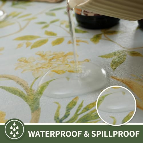 Rectangle Table Cloth,100% Waterproof Tablecloth Oil Proof Spill Proof Vinyl Table Cloth, Wipe Clean Plastic Table Cover for Dining, Camping, Indoor and Outdoor 52" x 70",Leaves - color: Leaves, size: 52" x 70" (Rectangular)