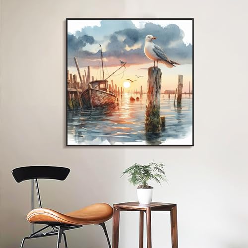 Seagull Framed Paint by Numbers Kit for Adults Beginner & Kids Ages 8-12 - color: YOP-F-1203, size: 10x10 Inch