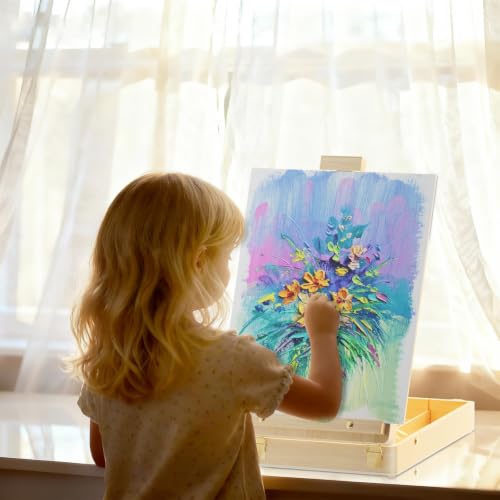 LUCYCAZ Tabletop Easel for Painting, Adjustable Wooden Sketchbox Art Easel - style: Sketchbox Easel