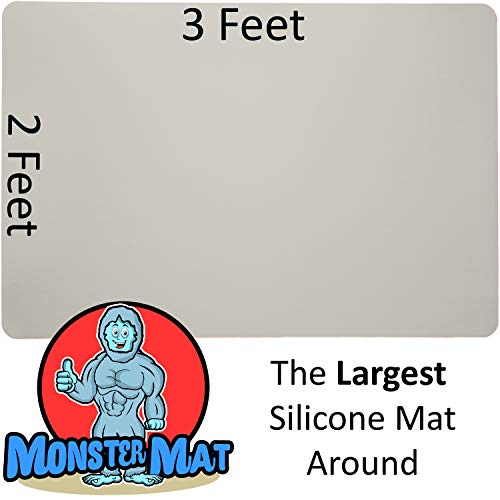 MonsterMat 36x24 Inch Extra Large Silicone Table Protector Craft Mat for Painting, Clay, Projects, Arts and Crafts and More. Easy Clean Up and Rolls for Storage. Largest Mat Available. (Gray) - color: Gray