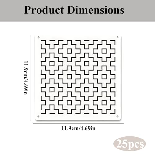 25 Pcs Sashiko Stencil Kit 4.7 X 4.7 Inch Plastic Geometric Sashiko Pattern Template for Drawing Line Embroidery Pattern for DIY Sewing Hand Quilting and Embroidery - size: 25PCS 4.7 X 4.7 Inch