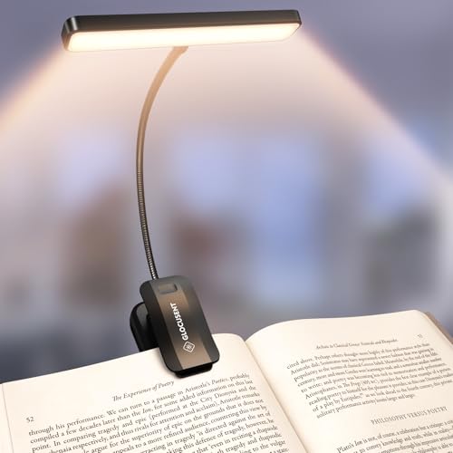 Glocusent 26 LED Book Light for Reading in Bed, Ideal Gifts for Reader | Rechargeable Reading Light, Eye Caring 5 Amber Colors Stepless Dimming, Travel Lightweight Clip-on Book Lovers, Men Women Kid - color: Black