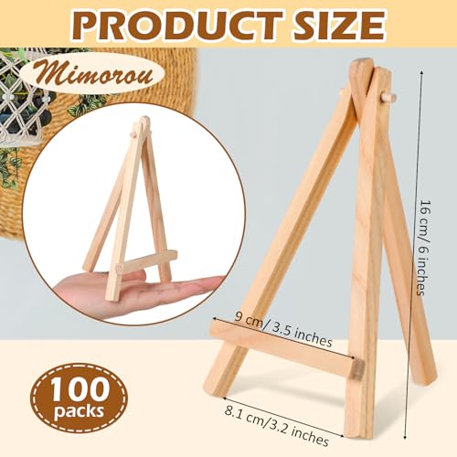 100 Pieces Mini Wooden Easel Stands Tripod Display Tabletop,6 Inch | For Artist Painting Business Cards Photos, Canvas Holder Wedding Table Numbers Party Favors Gift, Natural Wood Tripod Frame - size: 6 Inch