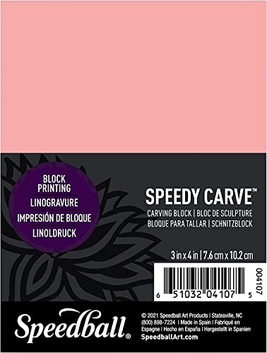 Speedball Speedy-Carve Block Printing Carving Block, Rectangle, Pink, 3 x 4 Inches (20-Pack)