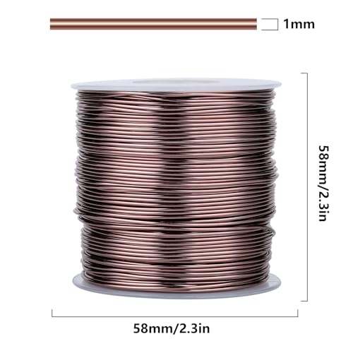 328FT 18 Gauge Bendable Brown Aluminum Craft Wire for Jewelry Making Craft | 1mm Thick Soft Metal Aluminum Armature Wire Roll Bulk for Sculpting Beading DIY Craft - color: Brown, size: 18 Gauge