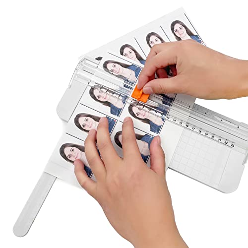 Paper Cutter, A4 Paper Trimmer with Security Safeguard & Side Ruler Portable Straight Edge Cutter for Scrapbooking Craft Paper, Photos, Label, Cardstock (White) - color: White