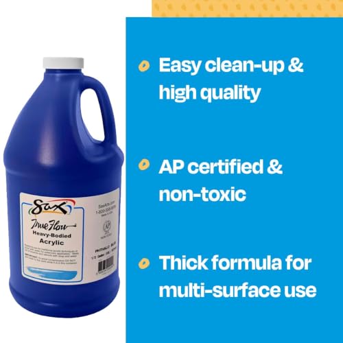 Sax True Flow Heavy Body Acrylic Paint, 1/2 Gallon, Phthaloyl Blue - 439283, 64 Fl Oz (Pack of 1) - color: Phthaloyl Blue
