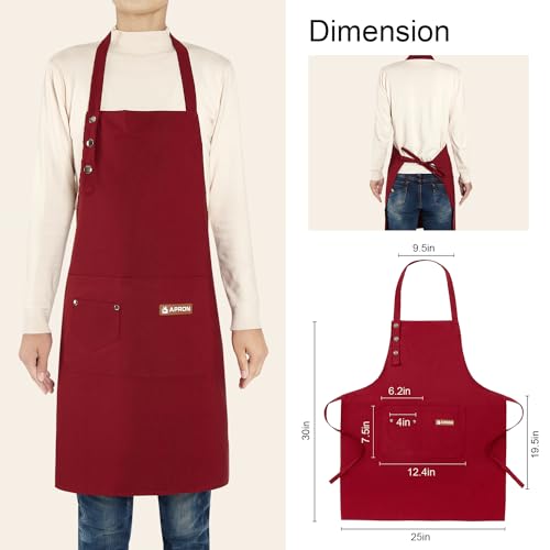 2 Pack Kitchen Cooking Aprons, Adjustable Bib Soft Chef Apron with 2 Pockets for Men Women - color: Rose Pink