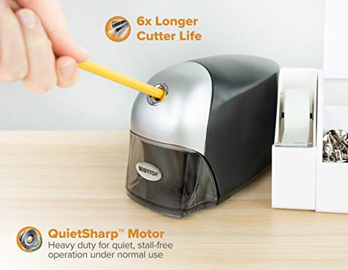 Bostitch Office QuietSharp Executive Heavy Duty Electric Pencil Sharpener for 65% Faster Sharpening and 6X Longer Cutter Life - Colored Pencil Compatible, Black - color: Black