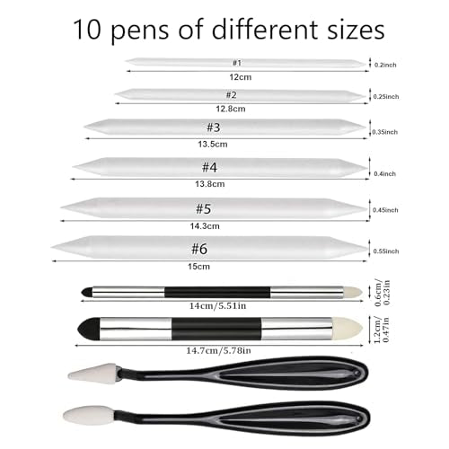 30 Pcs Oil Pastel Blending Tools, Blending Stumps and Tortillons Set for Rub and Buff with Sponge Replacement Heads Artists Students Sketching Drawing