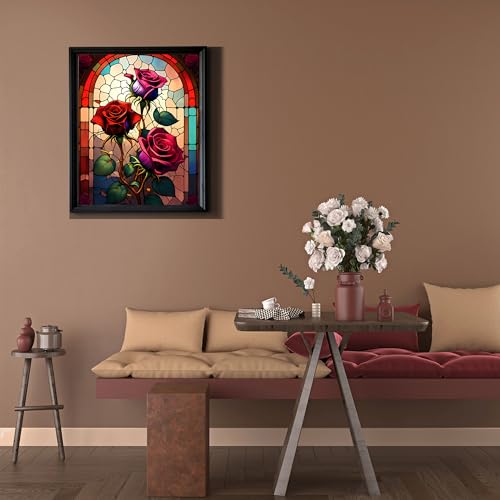 Yeadiffy Diamond Art Painting Kits for Adults Diamond Art Kits for Adults Beginners,5D Translucent Gems Diamond Painting,DIY Full Drill Diamond Gem Art and Crafts 12x16inch (Glass Flower) - color: Glass Flower