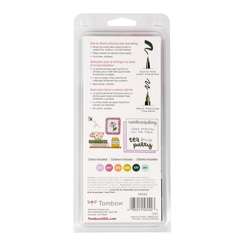 Tombow 56242 Dual Brush Pen Art Markers, Teatime, 6-Pack. Brush/Fine Tips