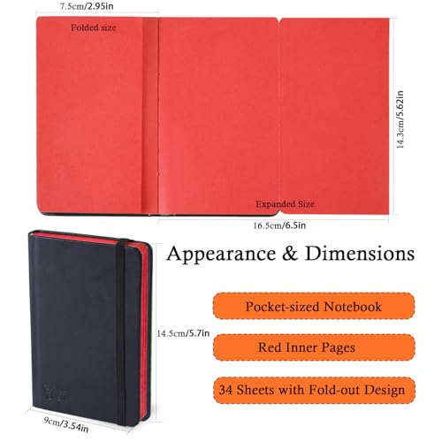 Small Premium Red Art Sketchbook,5.7 x 3.54 inches Mixed Media Notebook,34 Sheets 120 GSM Acid-Free Folding Drawing Papers, Hardcover Pocket Journal Sketchbook for All Artists - color: 120gsm-folding paper red