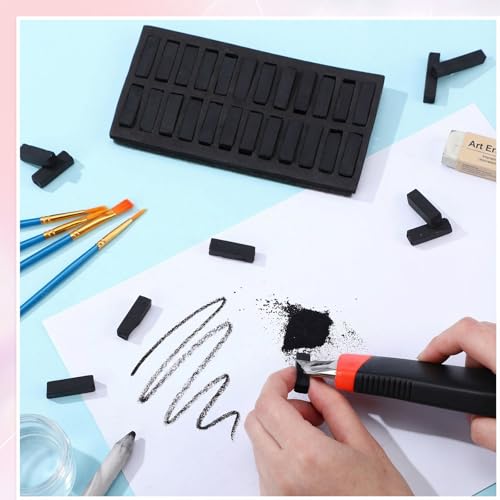 Watersay 24 Pcs Soft Pastel Drawing Chalk Set Square Sketch Chalk Non-toxic Artist Pastel Sticks for Professional Artists and Art Lovers(30 x 8 x 8 mm,Black Color) - color: Black Color