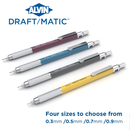 ALVIN DM05 Draft/Matic® Mechanical Pencil, 0.5mm, Stainless Steel Drawing and Design Tool for Students and Professionals, Great for Drafting, Architecture, Engineering, and Art - color: Black