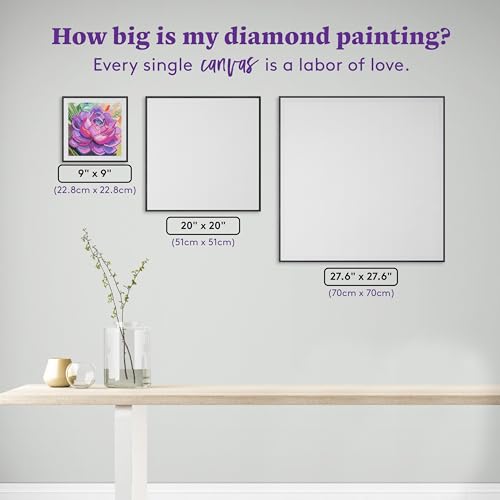 DIAMOND ART CLUB Lolite Succulent Diamond Art Kits for Adults | Premium Diamond Painting Kit, Fun DIY Crafts for Adults, Round Diamond Art Canvas, 9" x 9" (22.8 x 22.8 cm) - color: Lolite Succulent
