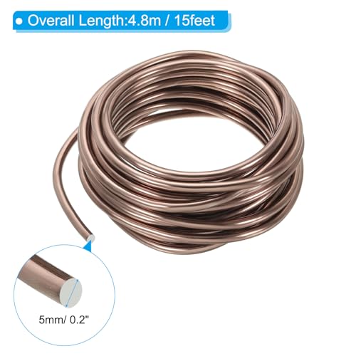 PATIKIL Bonsai Training Wire 5mm x 15ft Anodized Aluminum Brown - color: Brown, size: 5 mm x 4.6 m