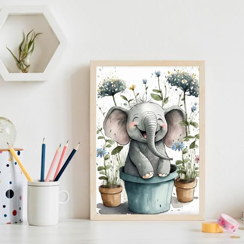 FOXKISS Baby Elephant Diamond Art Painting Kits for Adults, Full Drill Diamond Dots Paintings for Beginners, Round 5D Paint with Diamonds Pictures Gem Art Painting Kits DIY Crafts Kits 12x16inch - color: h