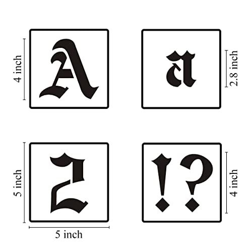 4 Inch Alphabet Letter Stencils for Painting - 70 Pack Old English Letter Stencil Templates with Numbers and Signs for Painting on Wood, Reusable Letters Stencils for Chalkboard Wood Signs & Wall Art - size: 4 Inch