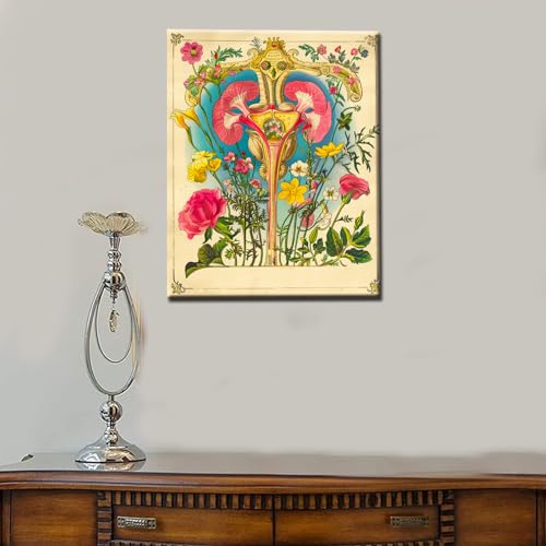 Aihonmin Female Reproductive System Paint by Number Kits Adults,Organs Anatomy Paint,Rustic Canvas for Painting Acrylic Pigment Crafts Painting with Brushes and Acrylic Without Framed 16''W x 20''H - color: Organs-01, size: 16''x20''(Frameless)