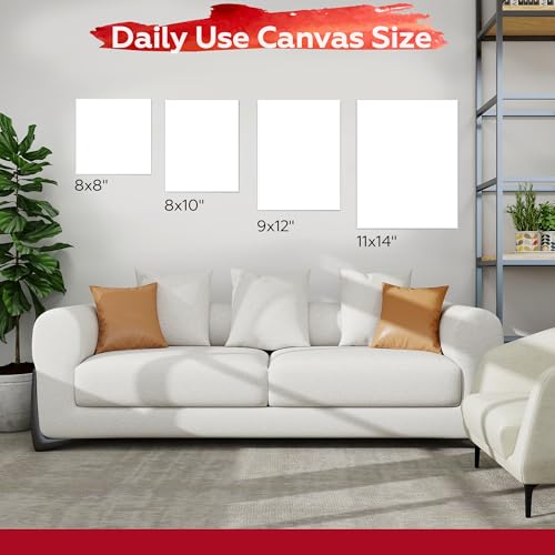 Stretched Canvas for Painting,10Pack 8X8 Inch Stretched White Blank Canvas,8 Oz Triple Primed 5/8" Profile Stretched Canvases,100% Cotton,Canvas for Painting, for Acrylics, Oils - style: 10PACK 8X8