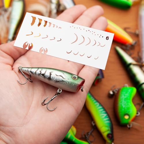 ForraFun 6 Pieces Lure Stencil Kit Fishing Lure Airbrush Stencil Reusable Milky Translucent Plastic Painting Template (Style A) - style: Style A