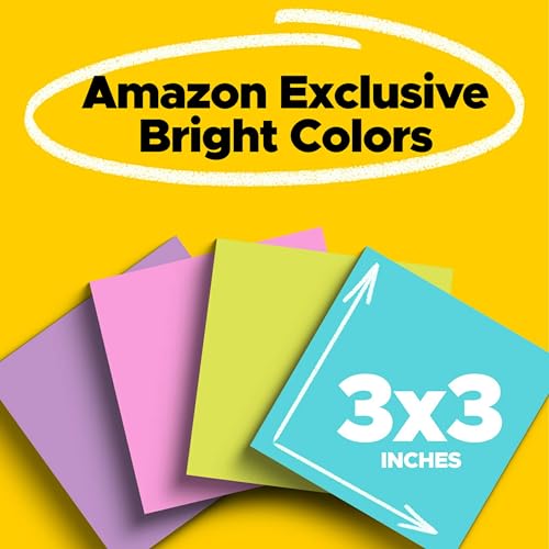 Post-it Super Sticky Notes, 3x3 in, 24 Pads/Pack, 70 Sheets/Pad, Amazon Exclusive Bright Color Collection, Aqua Splash, Acid Lime, Tropical Pink and Iris Infusion (Pack of 8) - size: 7.4" x 6.6" (Pack of 8)