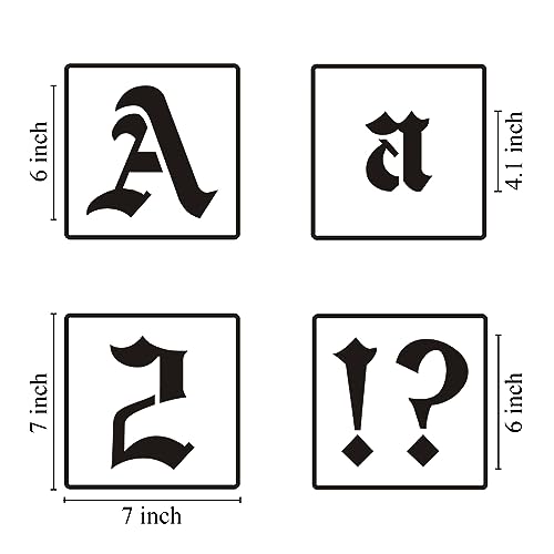 6 Inch Alphabet Letter Stencils for Painting - 70 Pack Old English Letter Stencil Templates with Numbers and Signs for Painting on Wood, Reusable Letters Stencils for Chalkboard Wood Signs & Wall Art - size: 6 Inch