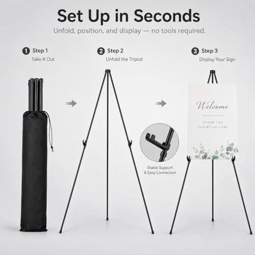 RRFTOK 63 Inch Easel Stand for Sign, Poster Stand and Wedding Sign - style: 63B