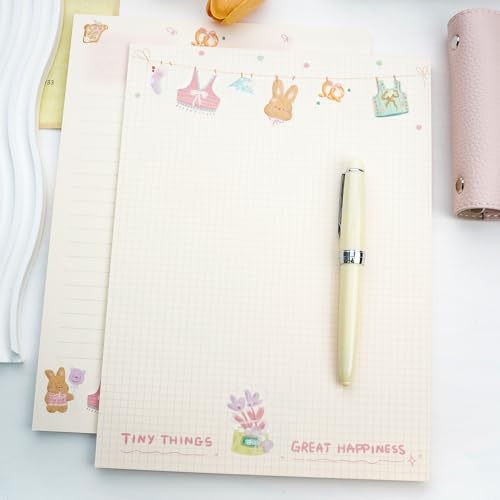 40/60 Sheets watercolor cute writing paper B5 size letter printer paper 120gsm decorative scrapbooking colored antique vintage flowers animal design Double-Sided stationery (Rabbits Daily) - color: Rabbits Daily