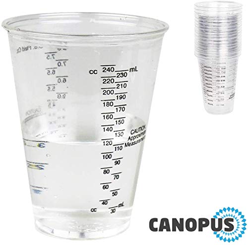 CANOPUS Measuring Cups, Mixing Cups for Epoxy and Resin, Graduated Paint Mixing Cups, Disposable Plastic Mixing Cups for Automotive and Art Projects, 10 ounce (1/2 Pint), 300 cc (Pack of 25) - size: 10oz