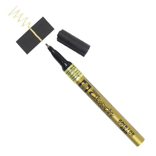 SAKURA Blister Card Pentouch Calligrapher Marker Pen, Fine, Gold - size: 1 Count (Pack of 1)