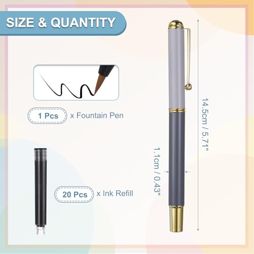 PATIKIL Calligraphy Brush Pens Refillable Brush Pen Set Chinese Hand Grey | Writing Marker Kits, with Fountain Black Ink Metal Clip, for Lettering Journaling Art Drawing - color: Grey