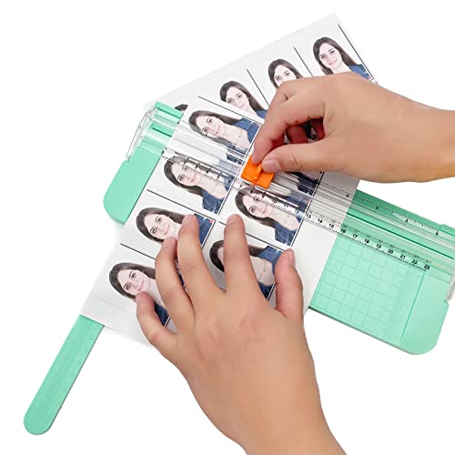 Paper Cutter, A4 Paper Trimmer with Security Safeguard & Side Ruler Portable Straight Edge Cutter for Scrapbooking Craft Paper, Photos, Label, Cardstock (Green) - color: Green